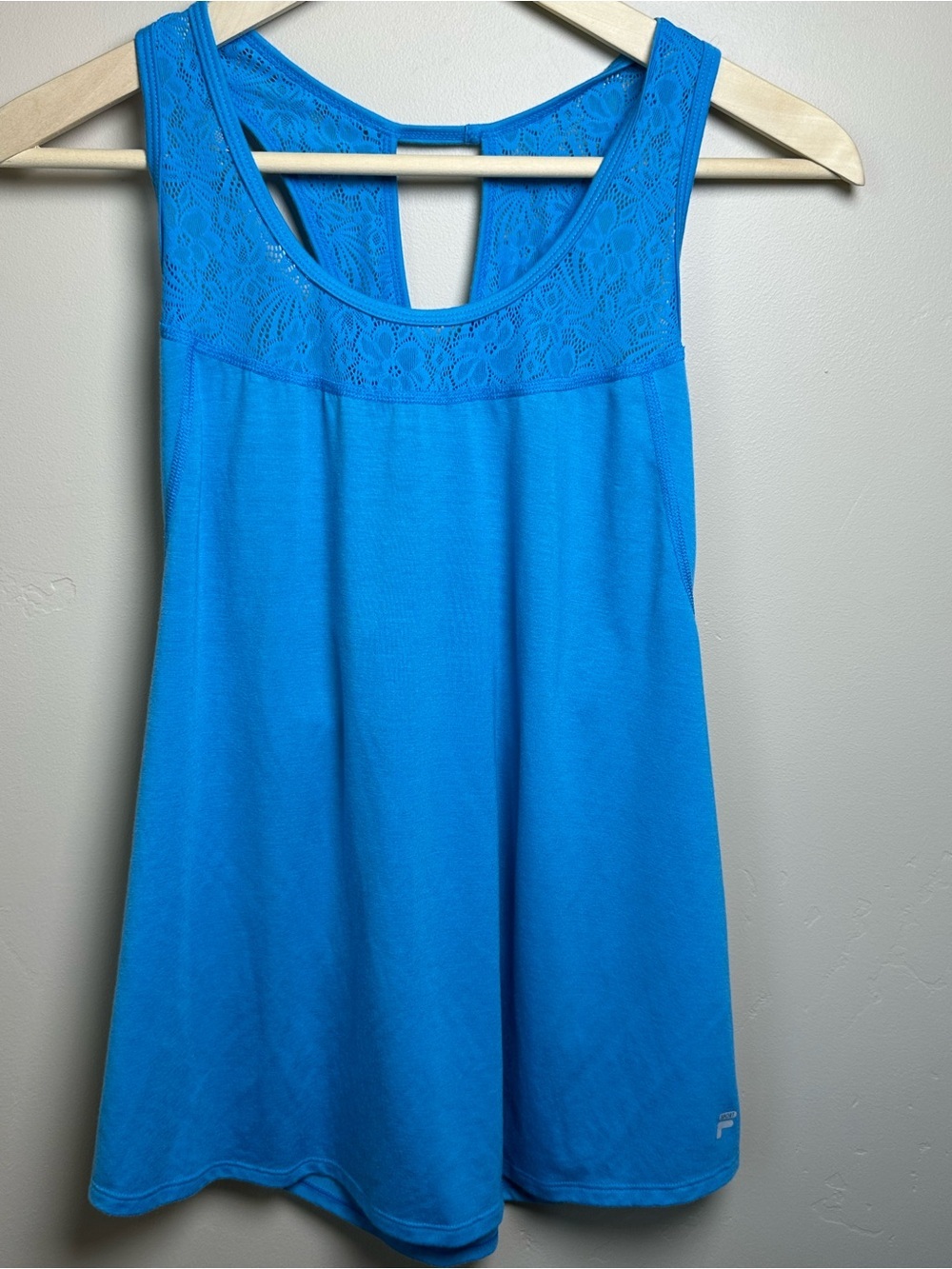 Fila Women’s Large Bright Blue Lace Yoke Racerback Tank • Loose Fit